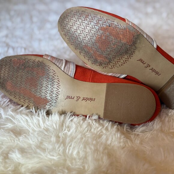 Violet & Red Terracotta Canvas Loafers w/ Bow Accent – Size 8 - Picture 4 of 5